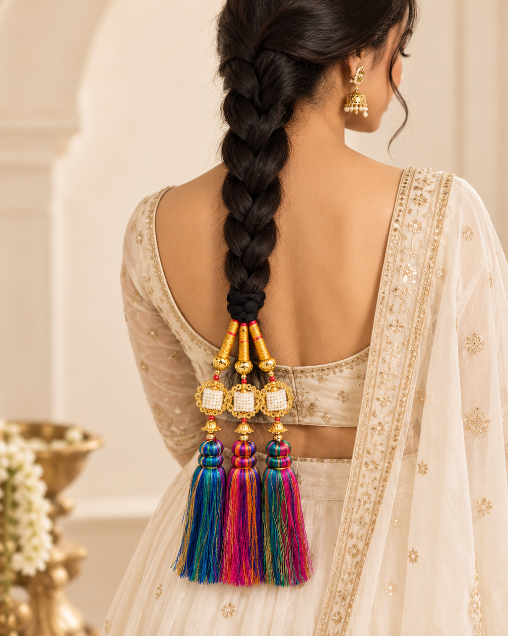 Multicolor Punjabi parandi detail view