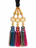 Multicolor Punjabi parandi with gold and pearl tassels