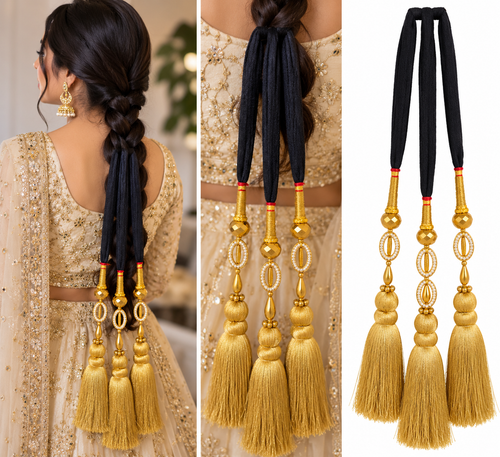 Black and gold Punjabi parandi alternate view