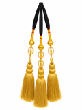 Black and gold Punjabi parandi with golden tassels