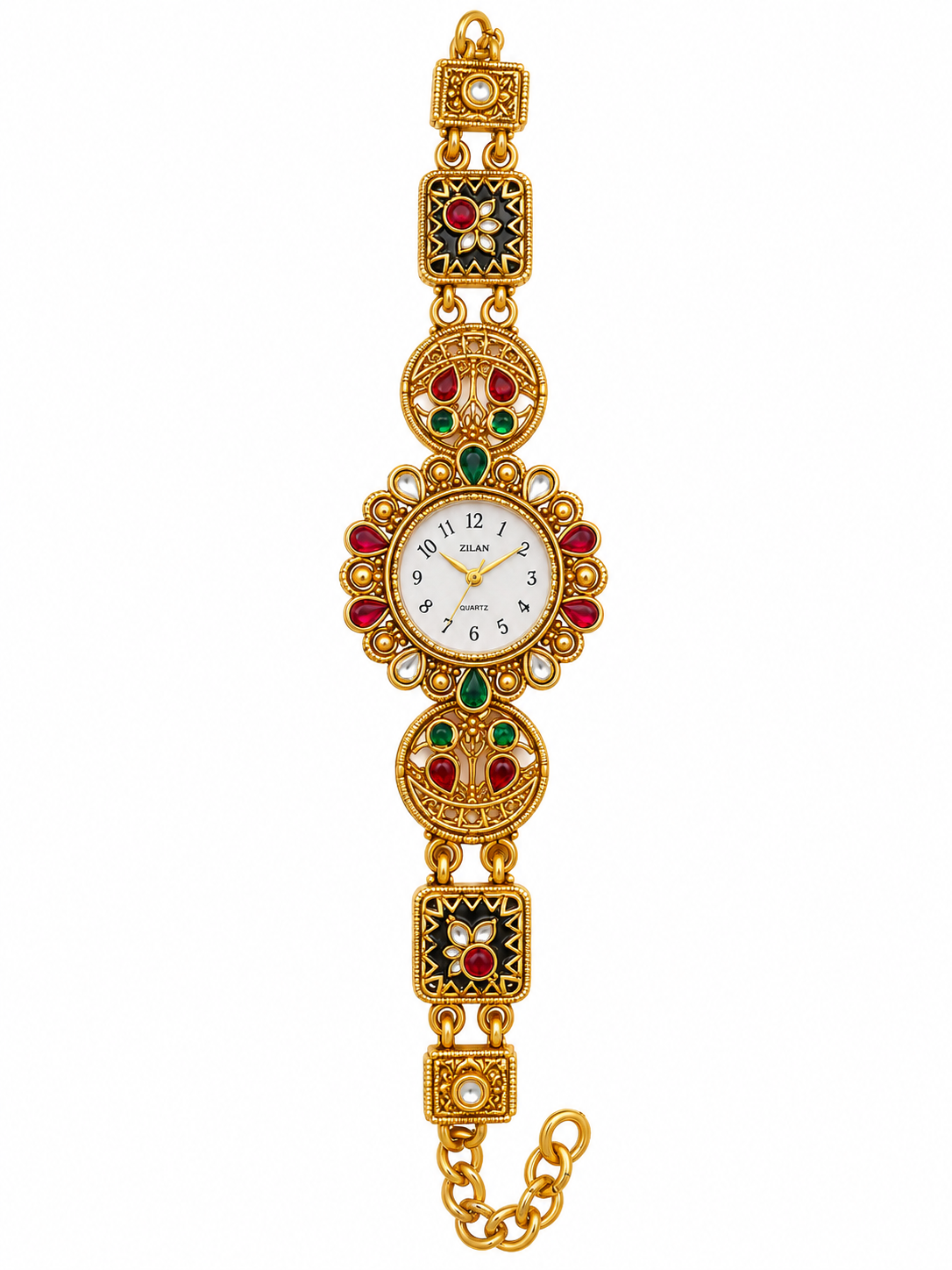 Traditional Gold-Tone Kundan Style Watch