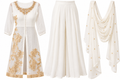 Ivory & Gold Embroidered Palazzo Suit Set for Teen Girl