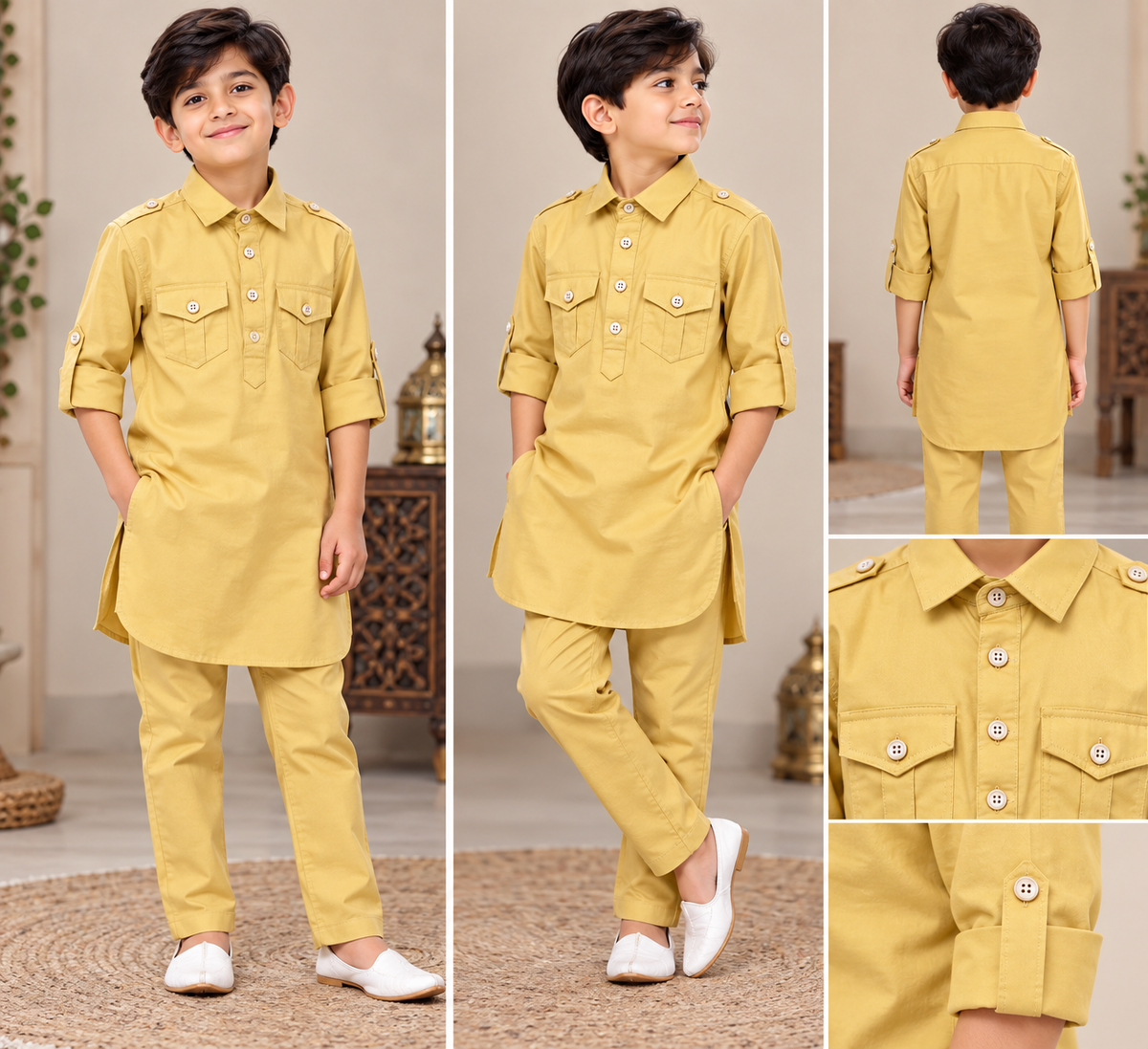 Mustard Yellow Boys Kurta Pant Set
