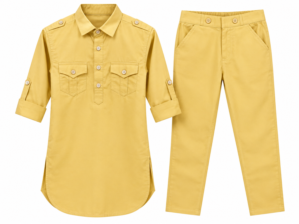 Mustard Yellow Boys Kurta Pant Set
