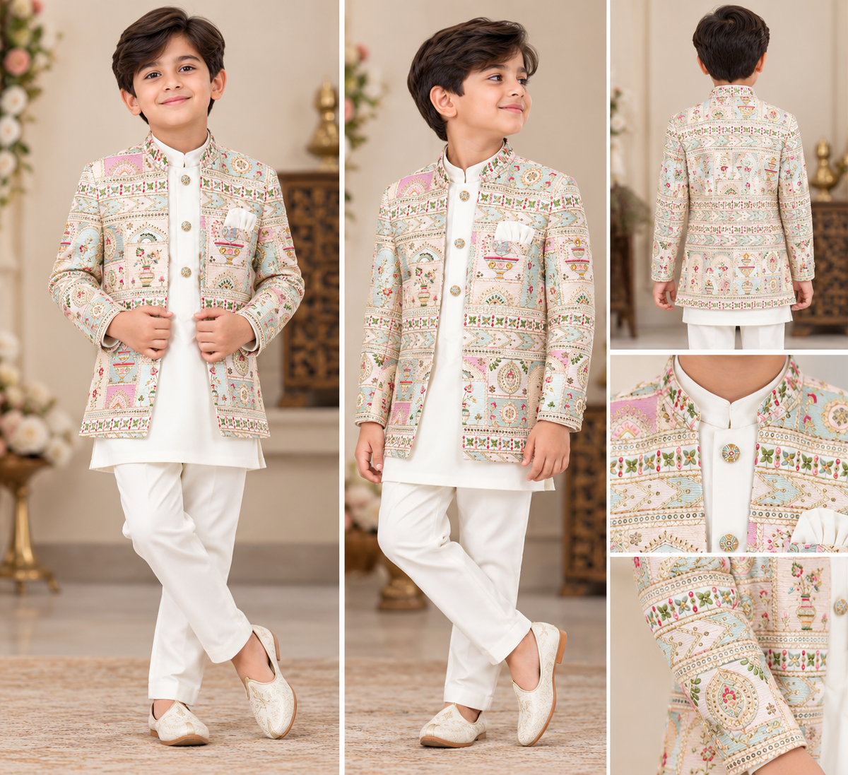 Boys Embroidered Indo-Western Jacket Set – Age 9