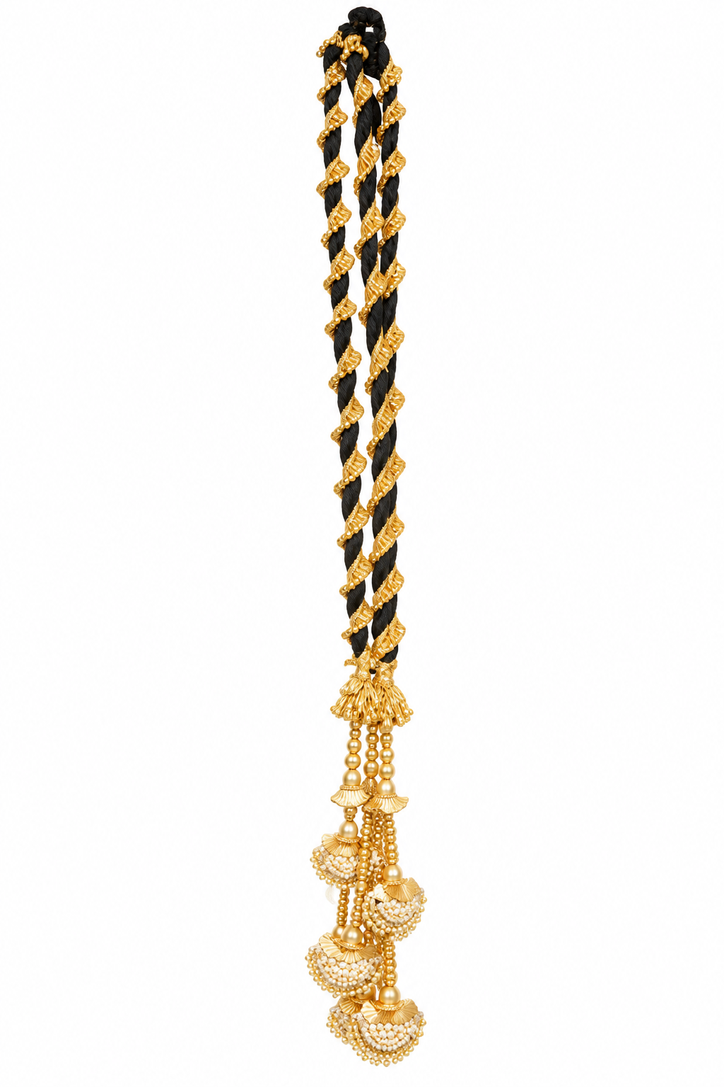 Black & Gold Bridal Parandi Hair Accessory