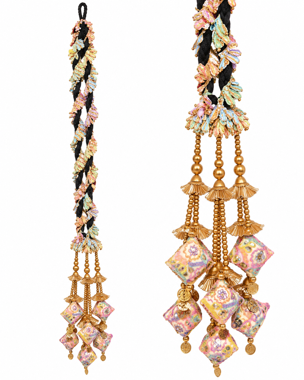 Black & Gold Bridal Parandi Hair Accessory