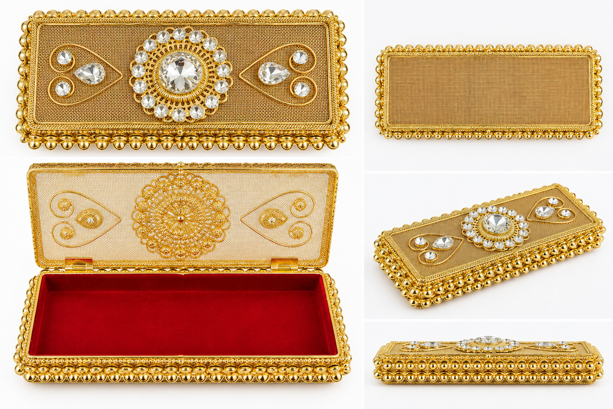Gold Crystal Decorative Jewelry Box / Gift Box