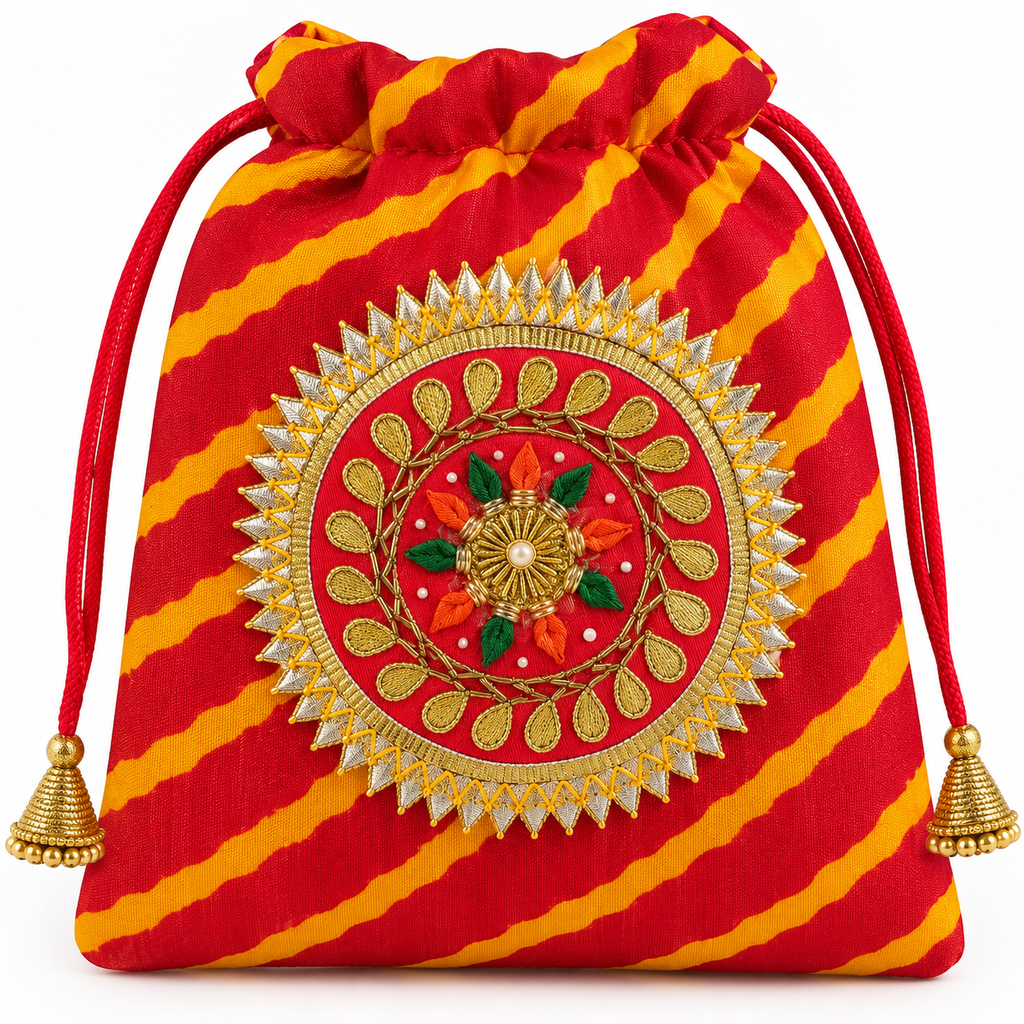 Traditional Embroidered Potli Bag – 2 Colors Available