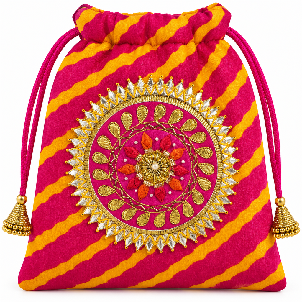 Traditional Embroidered Potli Bag – 2 Colors Available
