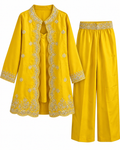 Girls’ Embroidered 3-Piece Jacket & Palazzo Set – Available in 2 Designs