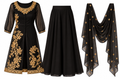 Black & Gold Embroidered 3-Piece Palazzo Suit Set