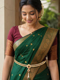 Pearl red and green stone waist belt