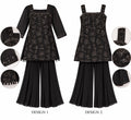 Black Sequin Palazzo Set with 2 designs