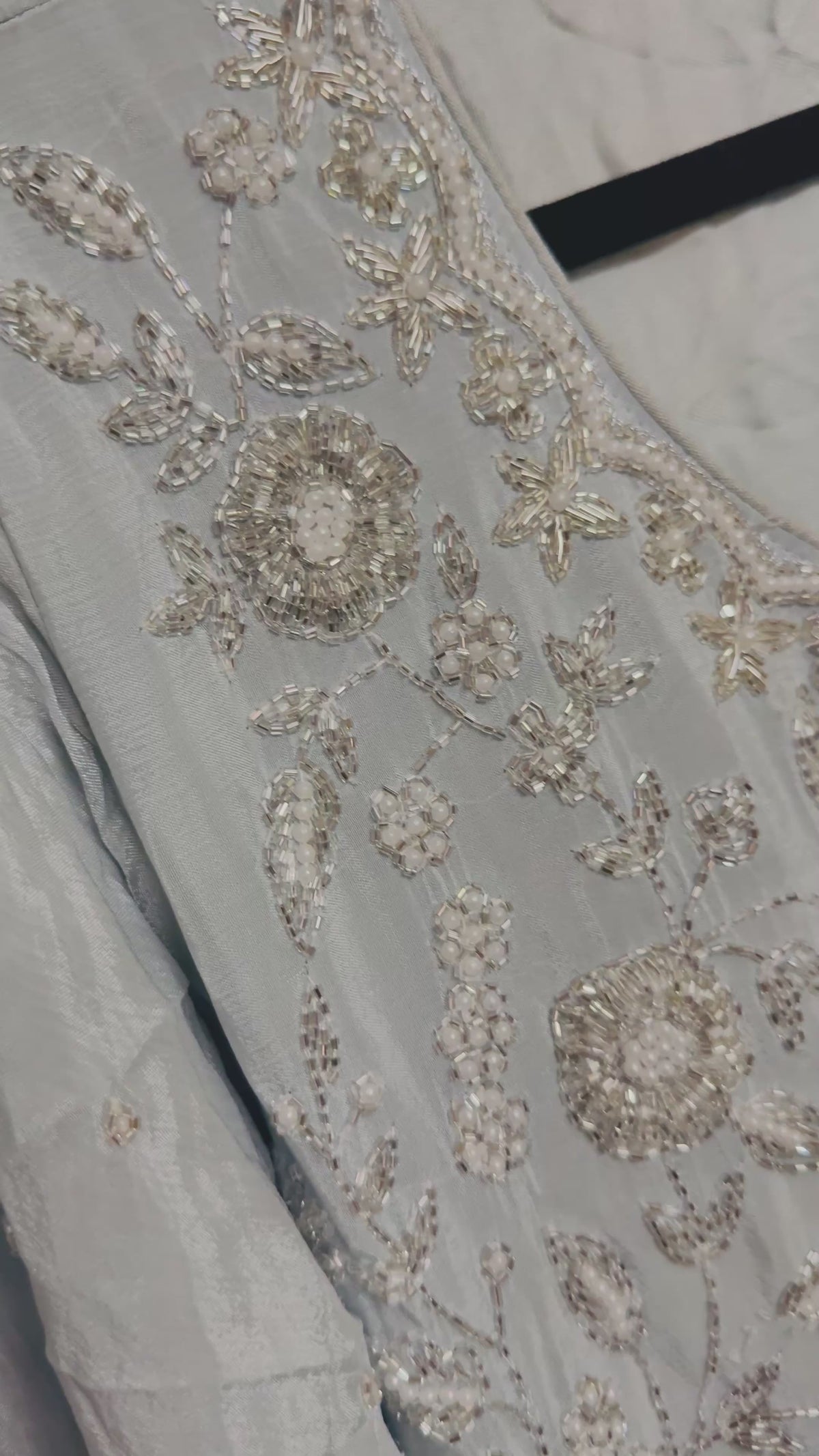Ice Blue Embroidered 3-Piece Lehenga Set